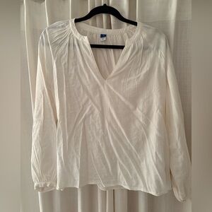 Old Navy Cream Blouse with V-Neck